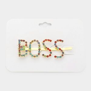 "Boss" Rhinestone Pave Bobby Pin